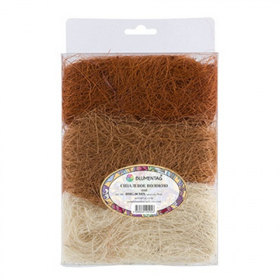 Сизалевое волокно BMG-30 MIX «Blumentag» 30 ± 3 г, цв.06 Белый/св.коричневый/коричневый