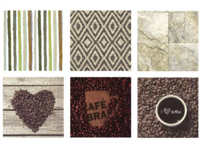 Салфетки бумажные "Love2art"ассорти  SDS №61 33х33 6 шт. "Аромат кофе"