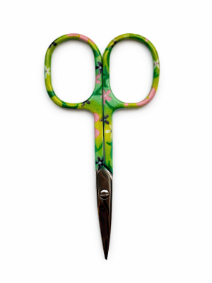 Ножницы для вышивания с цветочным принтом B4814 зелёные 9,5 см