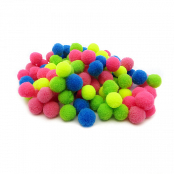 Помпоны, 10  мм, 100 шт/упак, 100% полиэстер, 5 цветов в ассортименте по 20 шт, ТМ Рукоделие 
