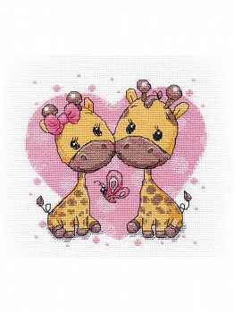 Набор для вышивания «Овен» 1275 "Влюбленные жирафики",15*15 см.