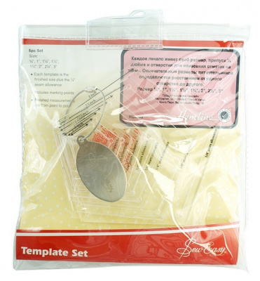 Набор лекал для заготовок-пятигранников, 8 размеров (3/4”, 1”, 1 1/4”,1 1/2”, 1 3/4”, 2”,2 1/2”, 3”)