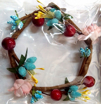 Венок для свечей АСТРА КРЕАТИВ MH1-154 'Цветы и жемчуг' D=7.5 x 2.5 см, уп.1 шт. (F93 светло-синий)