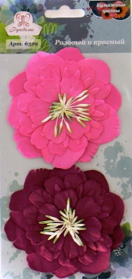 Бумажные цветы "Рукоделие" 6329, Розовый и красный
