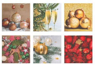 Салфетки бумажные "Love2art" ассорти  SDP №0721-15 33 x 33 6 шт. "Сияние праздника "