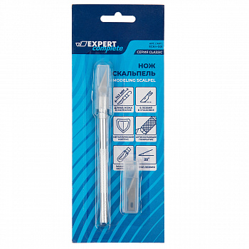 Нож-скальпель канцелярский "Expert Complete" с 5 доп.лезвиями ECKn-001,142 мм/8 мм/38 мм