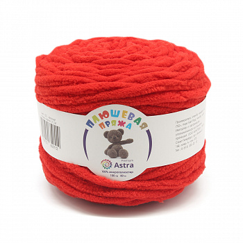 Пряжа Astra Premium "Плюшевая" 100гр. 80м, 100% п/э (2шт/упак) (152, красный)