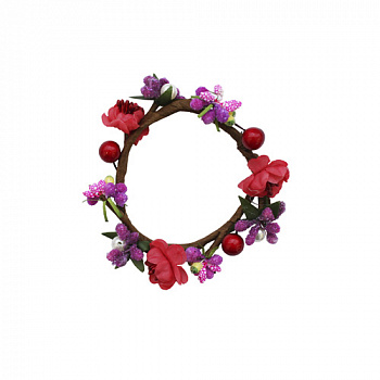 Венок для свечей АСТРА КРЕАТИВ MH1-154 'Цветы и жемчуг' D=7.5 x 2.5 см, уп.1 шт. (F01 красный)