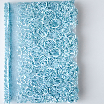 Кружево на жесткой сетке, B1515 голубой 12*270 см