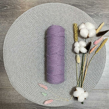 Шнур хлопковый 3 мм без сердечника (сиреневый) 50м 