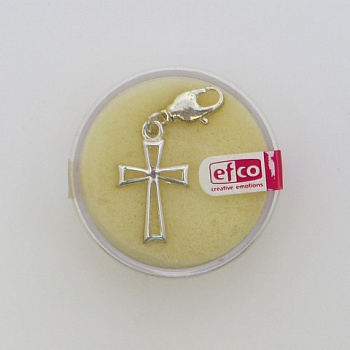 Подвеска с карабином"Крест" 20мм, 1шт, металл.,цвет серебристый