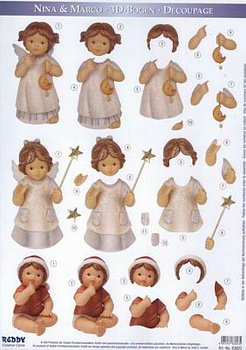 Аппликация бумажная  для вырезания серии "Нина и Марко"для объемных рисунков, 210х297мм