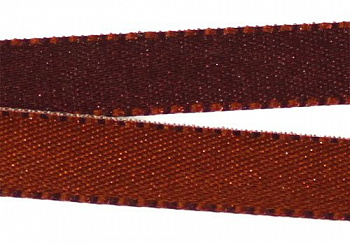 Лента атласная двухцветная FSM, 10мм*20м (128 терракот/коричневый)