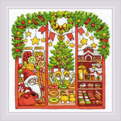 Набор для вышивания «Риолис» 2065 Новогодняя витрина 27*27 см