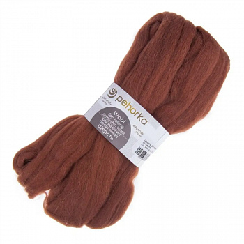Шерсть для валяния 100% полутонкая шерсть, 50 г, №0062 каштан , упак (10шт.)
