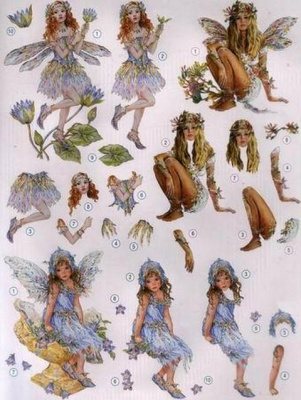Аппликация "Маленькие феи"бумажная  вырубная  для объемных рисунков, 210х297 мм