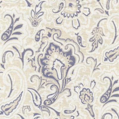 Льняная ткань для рукоделия "Восточный" серый/синий