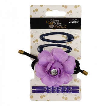 Набор резинок и заколок для волос V/S6002 «Cherry Mary Cocktail» 7 шт, №02 фиолетовый