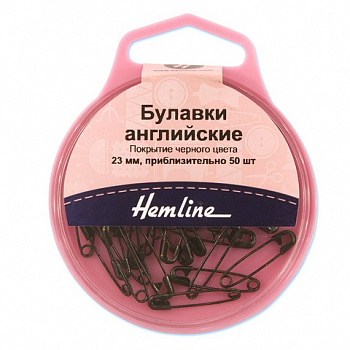 Булавки английские безопасные, 23 мм, металл, черные, 50 шт.