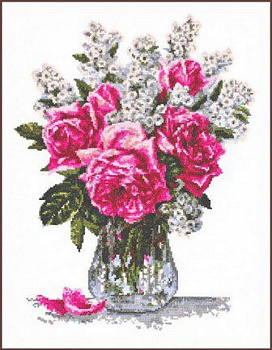 Набор для вышивания "Палитра" 01.010 РОЗОВЫЙ БУКЕТ,размер: 25х33см