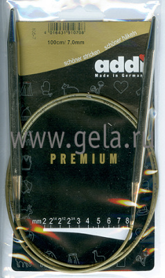 Спицы круговые супергладкие, никель, ADDI 105-7, 100 см, №7.0