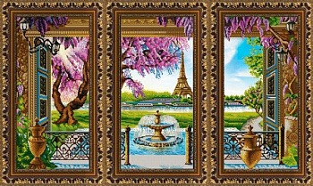 Рисунок на ткани «Конёк» 9871 Триптих. Париж  3 по 45 х 25 см