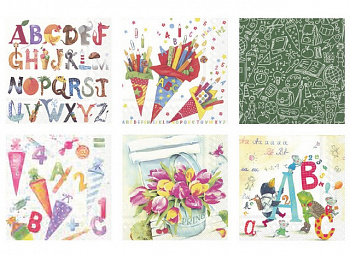 Салфетки бумажные "Love2art"ассорти  SDS №68 33х33 6 шт. "Изучаем Алфавит"