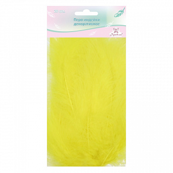 Перо индейки декоративное "Рукоделие", 20 шт (лимонный цвет), длина пера 13-16 см