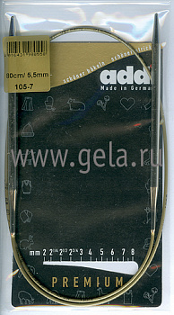 Спицы круговые супергладкие, никель, ADDI 105-7, 80 см, №5.5