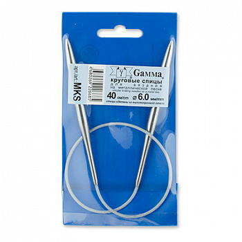 Спицы круговые «Gamma» MKS металл d 6,0 мм 40 см с мет.леской, 10 компл.
