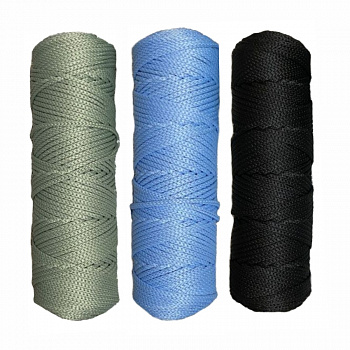 Набор шнуров полиэфирных 4мм (черный+серо-зеленый+голубой)