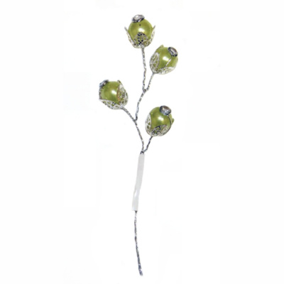 Декоративное украшение "Рукоделие" DKB059 Веточка с жемчужинами зелеными