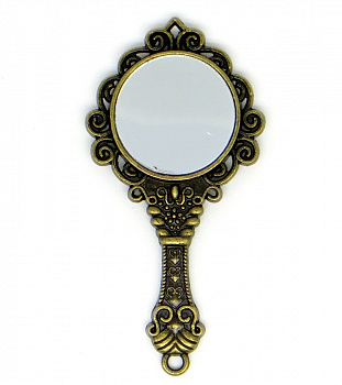 Металлические шармы "Рукоделие" MPR022 Винтажное зеркальце, 69х36х4мм