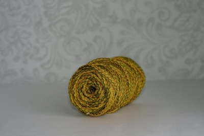 Шнур полиэфирный 5 мм с сердечником меланжевый (желтый оливковый) 50м 