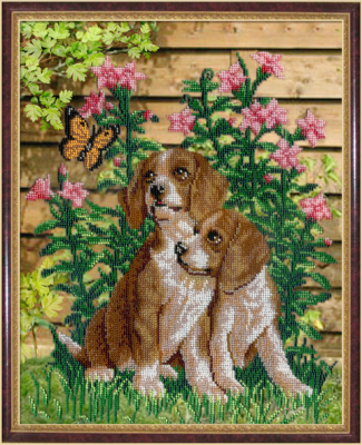 Набор для вышивания «М.П.Студия» БГ-273 Собачки у забора 35*28 см