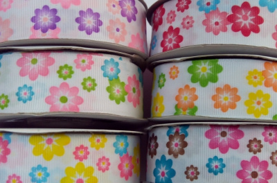 Лента репсовая 'Цветочки 2' 2,5 см*22,86 м 