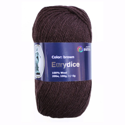 Эвридика, пряжа для ручного вязания 100гр. 200м (100% шерсть) (17-коричневый)