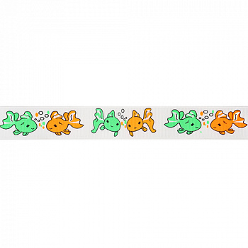 Лента репсовая "Рыбки" 22 мм/22,5м цвет 029 Белый