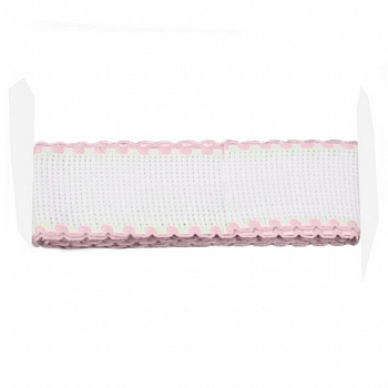 Канва ленточная "Bestex" 7707138, 100% хлопок, 1,5м х 3,5 см, цвет белый/розовый