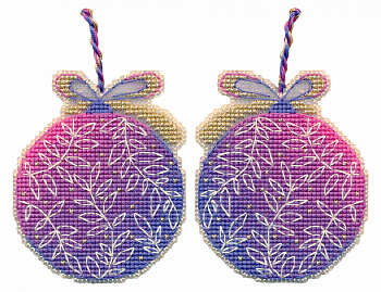 Набор для вышивания «Овен» 1696 "Ёлочная игрушка. Сиреневый шар" 7,3 х 9 см 