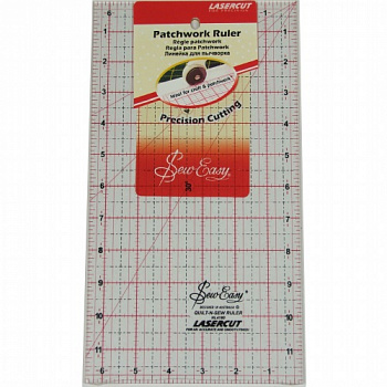 Линейка для пэчворка с градацией в дюймах 12"*6,5"Размер: 30,48 х 16,51 см