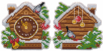 Набор для вышивания «Овен» 1702 "Ёлочная игрушка. Новогодние часы" 9 х 8,7 см 
