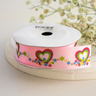 Лента атласная с рисунком арт.TBY.LDA2204 шир.25мм уп.10м