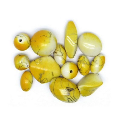 Бусы пластик с голографическим эффектом 250 г/упак ±10%, ассорти 003 жёлтый