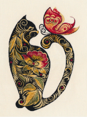 Набор для вышивания «Овен» 1458 Русские узоры"Кошка" 23  х 34см