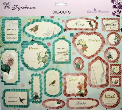Стикеры картон "Рукоделие" DC09 Птицы и цветы