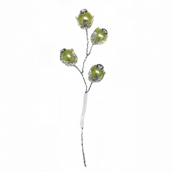 Декоративное украшение "Рукоделие" DKB059 Веточка с жемчужинами зелеными