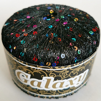 Гэлэкси, пряжа для ручного вязания     (205, чёрный с разноцветными пайетками)