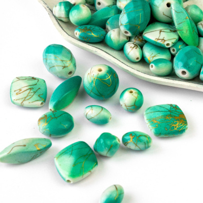 Бусы пластик с голографическим эффектом 225 г/упак ±10%, ассорти 007 зелёный