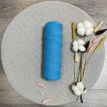 Шнур хлопковый 4 мм без сердечника (бирюзовый) 50м 043Т